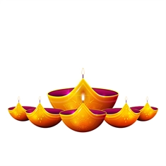 Diwali Decoration Golden Diya Transparent Sticker